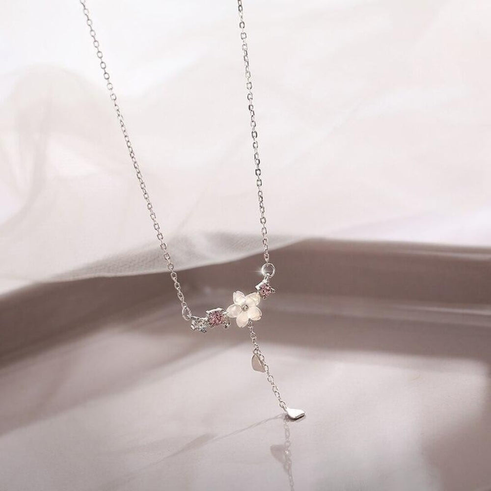 Pink Flower Pendant Chain Necklace - Diane Jewelry