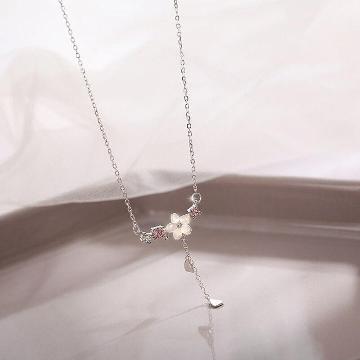 Pink Flower Pendant Chain Necklace - Diane Jewelry