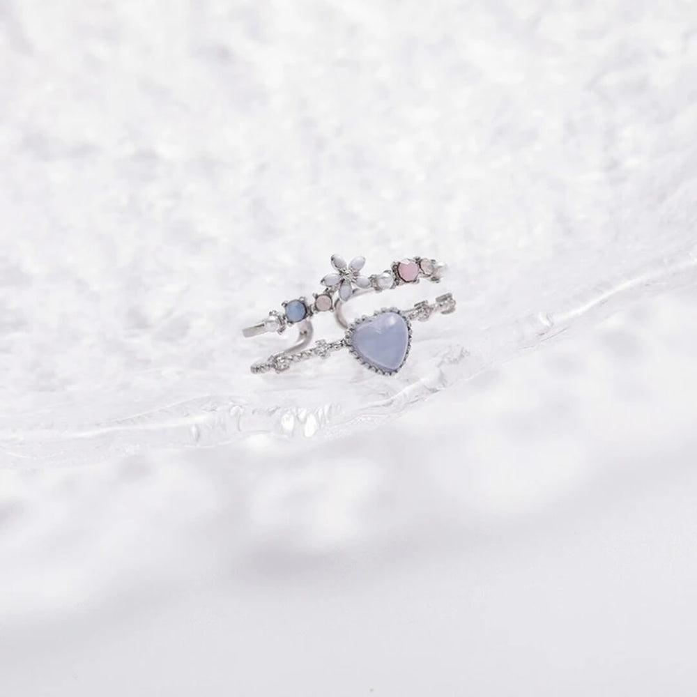 Silver Heart Flower Adjustable Ring - Diane Jewelry