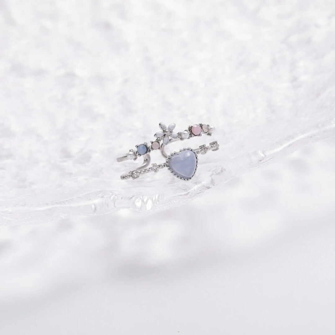 Silver Heart Flower Adjustable Ring - Diane Jewelry