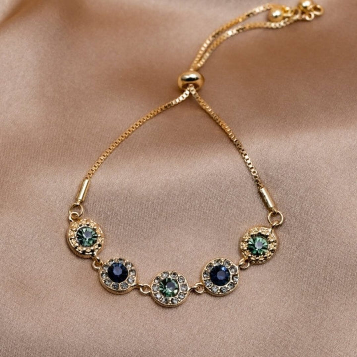 Elegant Gold Gemstone Link Bracelet - Diane Jewelry