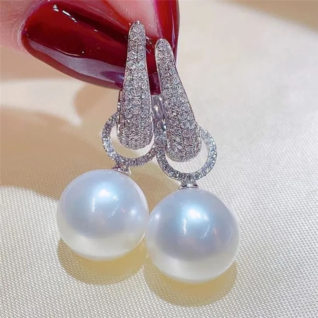 Silver Pearl Drop Dangle Earrings - Diane Jewelry