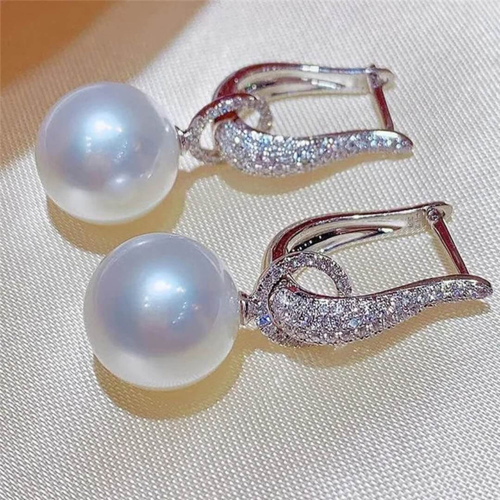 Silver Pearl Drop Dangle Earrings - Diane Jewelry