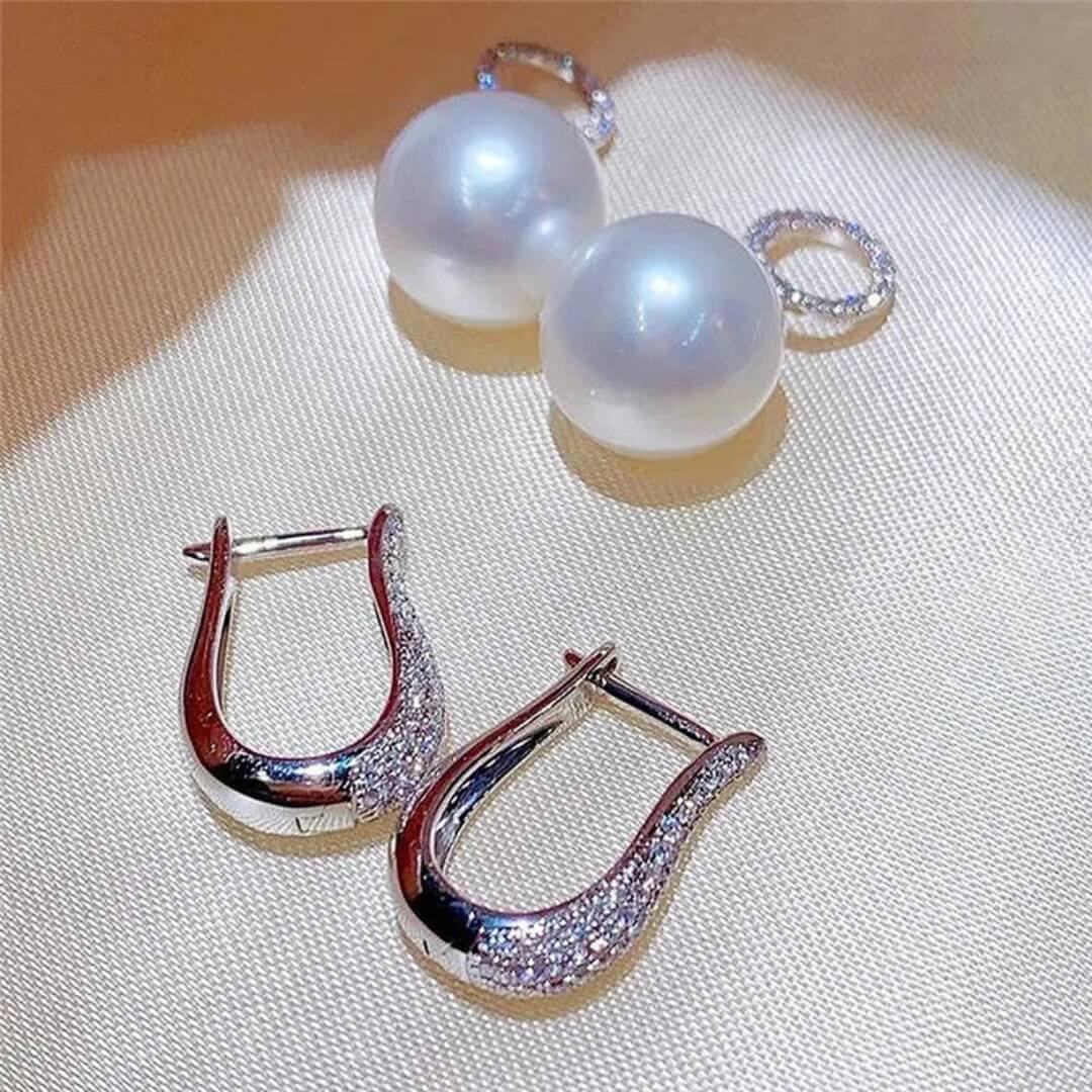 Silver Pearl Drop Dangle Earrings - Diane Jewelry