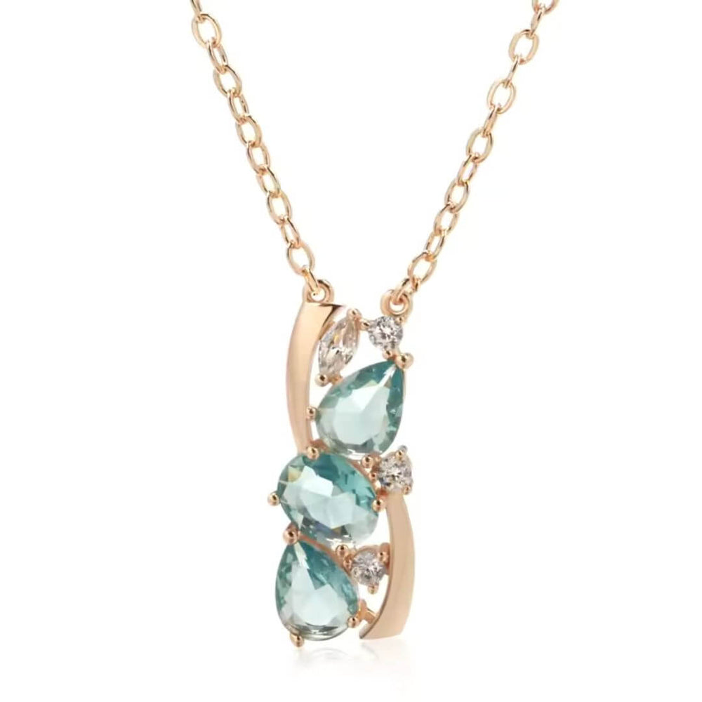 Blue Crystal Teardrop Necklace - Diane Jewelry