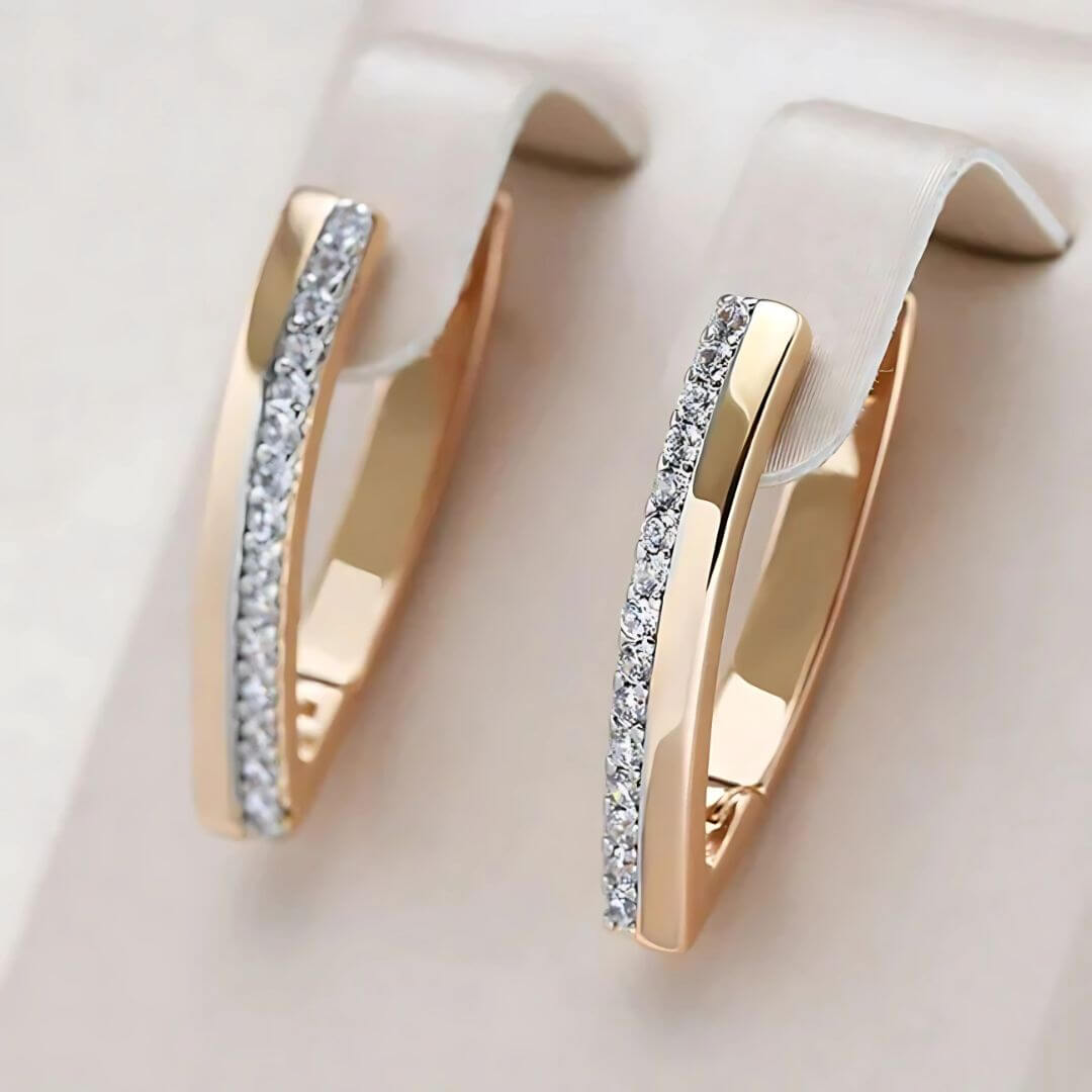 Gold Zirconia Hoop Earrings - Diane Jewelry